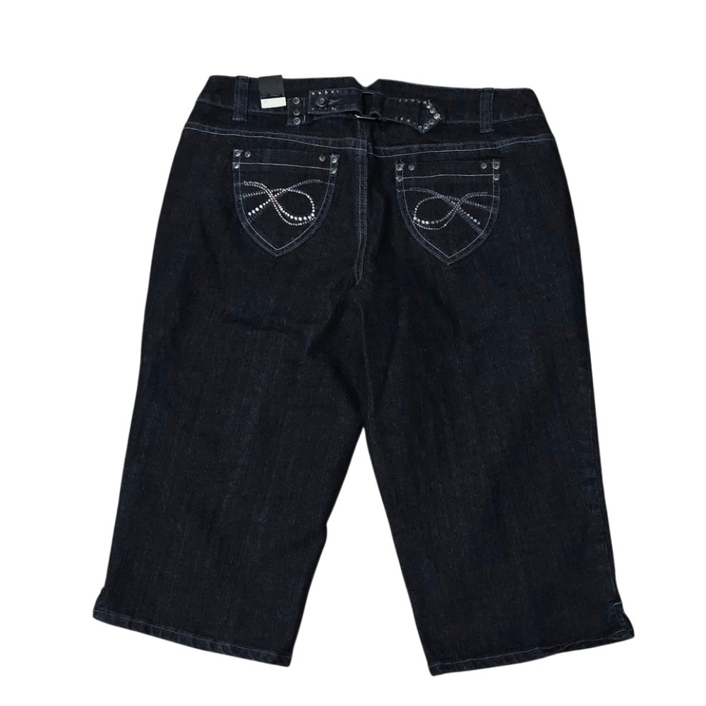 NWT Lane Bryant Venezia Capri Jeans Women’s 16 Dark Indigo Rhinestone Bling Y2K